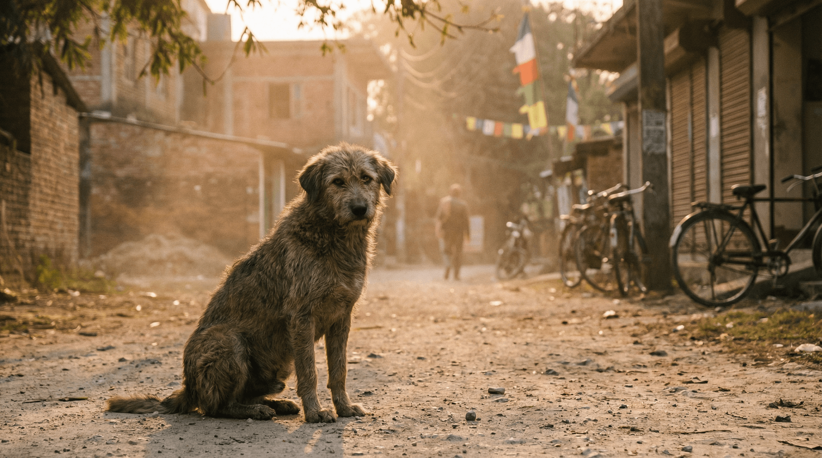 Rescued dog cinematic background
